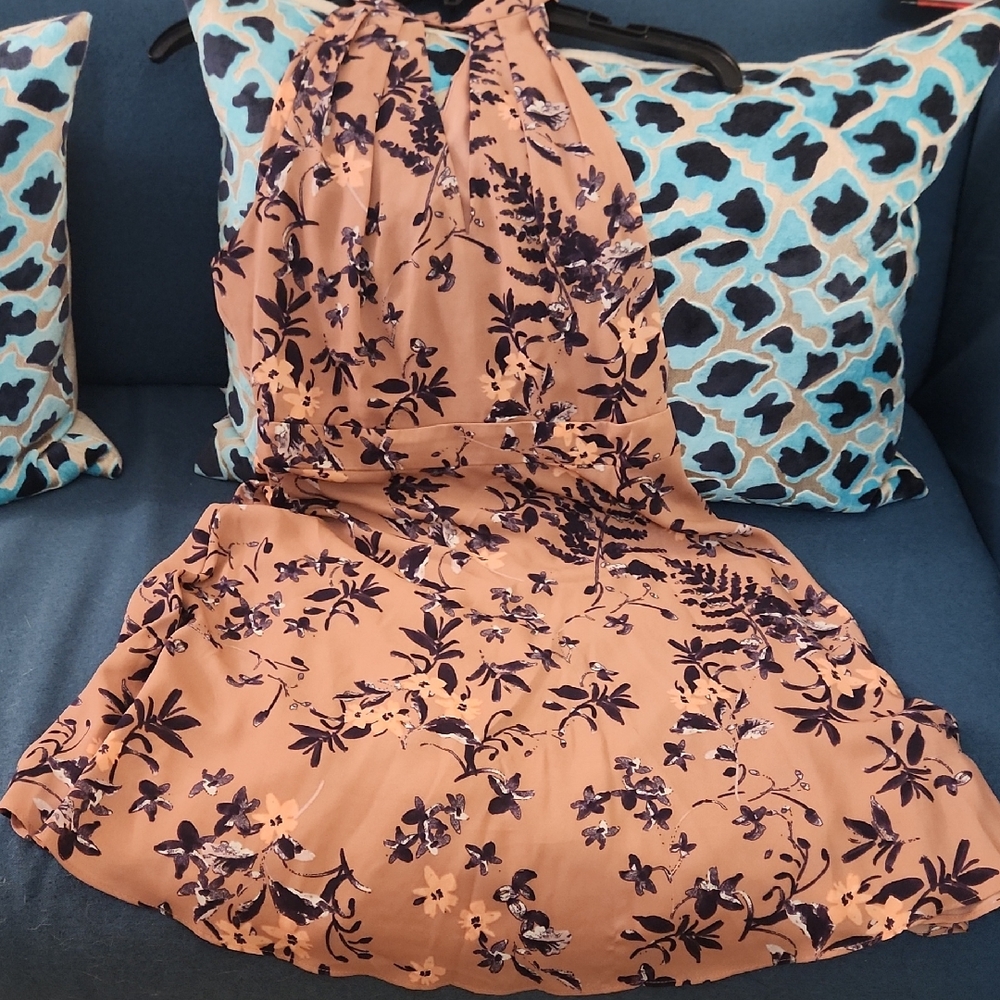Express Tan and Purple Floral Mini Dress